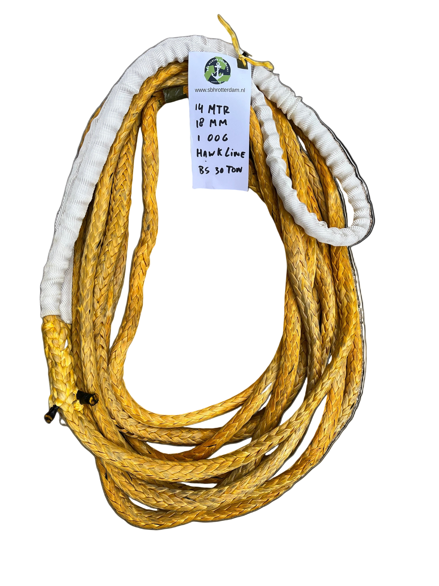 Hawk-Line Touw UHMPE - 1 oog 14 mtr 18 mm 30Ton Meertouw / Liertouw Dyneema afgeleid