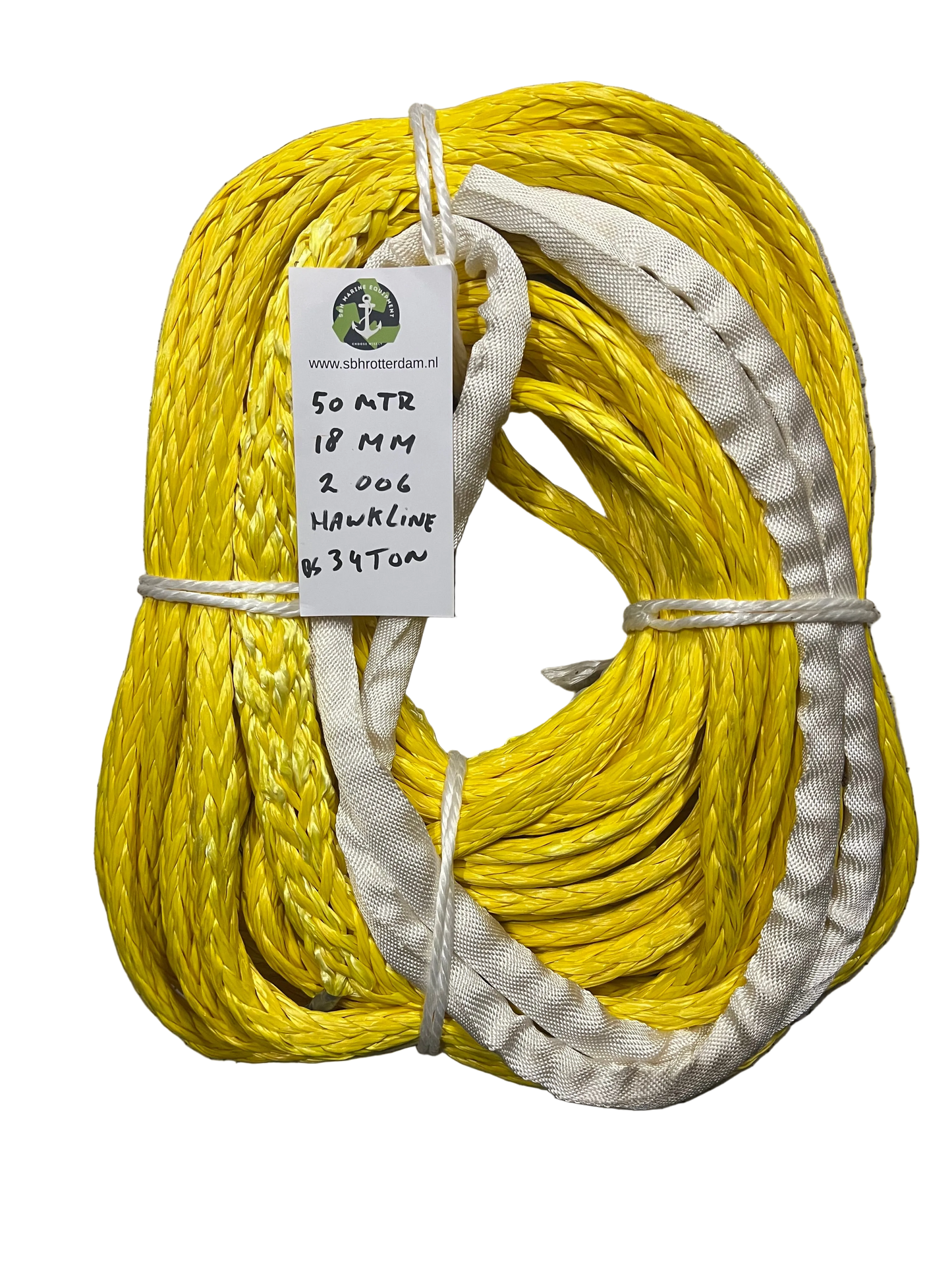Hawk-Line Touw HMPE 25MTR 18MM 34 Ton 2 Oog touw aanmeer- / sleeplijn NIEUW!!! Dyneema afgeleid