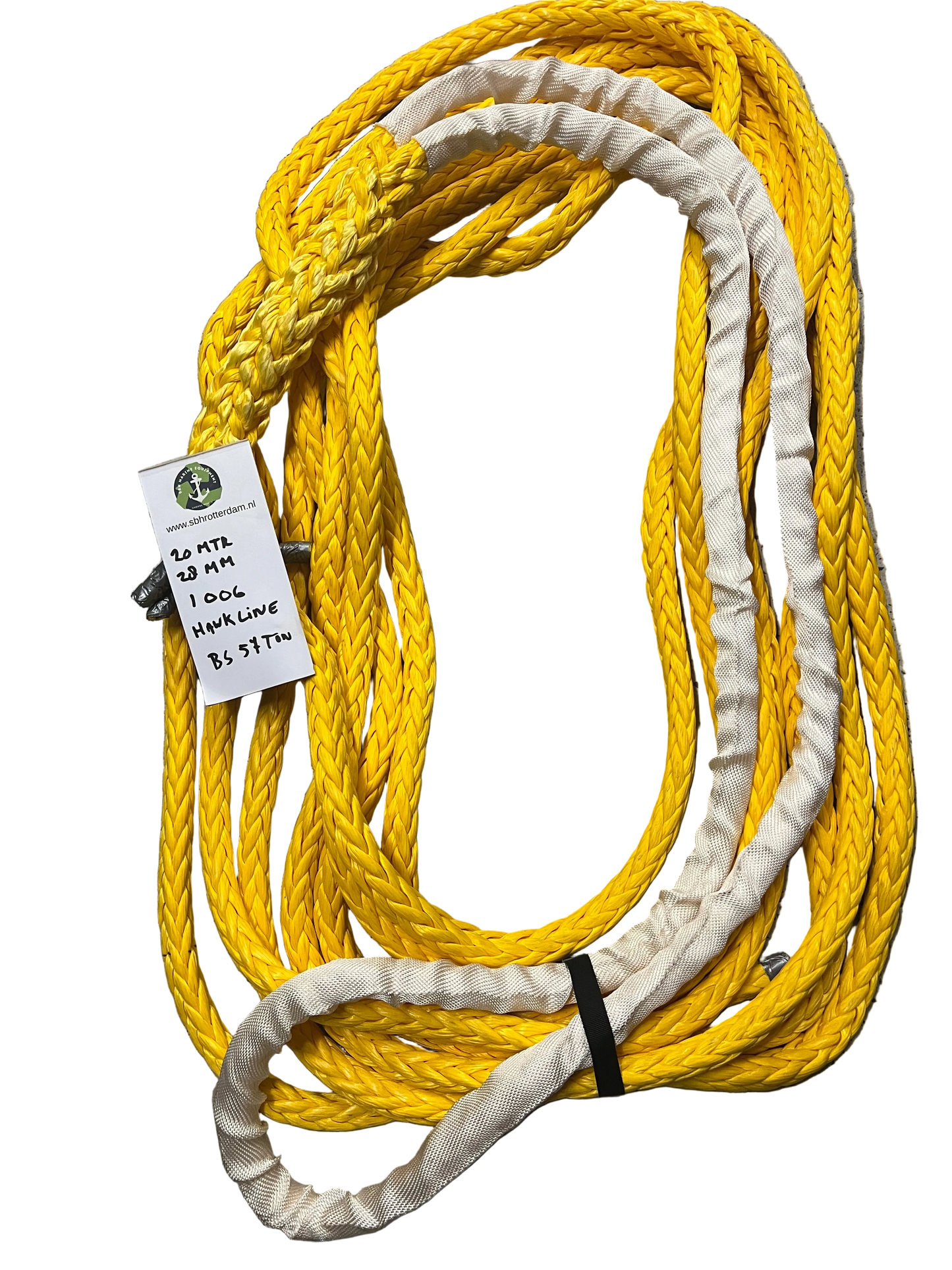 Hawk-Line Touw HMPE 20MTR 28MM BS 57Ton 1 bekleed Oog NIEUW!!! touw aanmeer- / sleeplijn Dyneema afgeleid