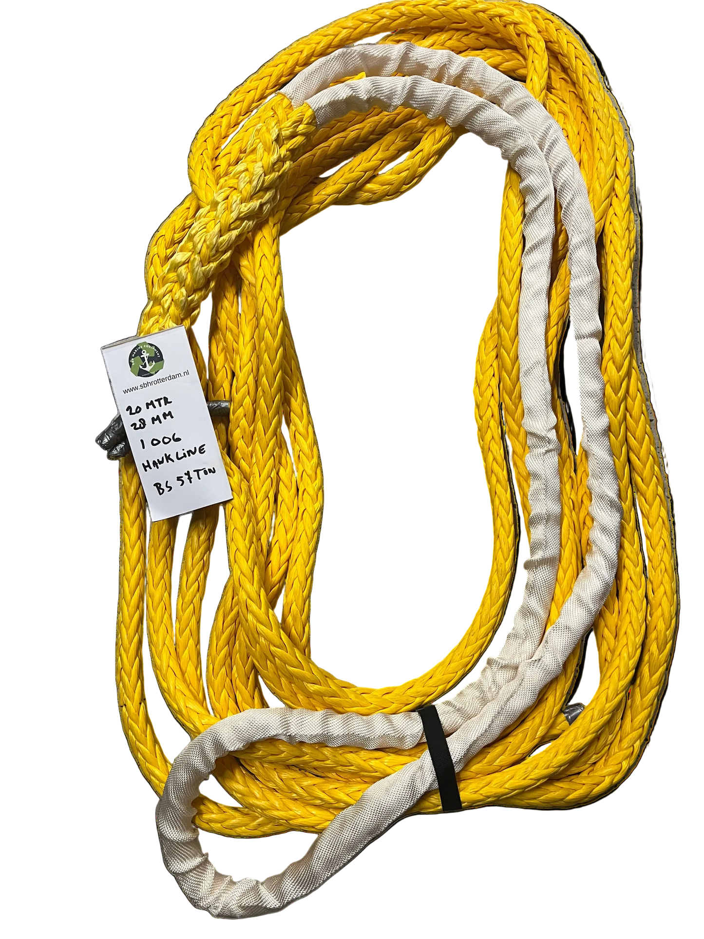 Hawk-Line Touw HMPE 20MTR 28MM BS 57Ton 1 bekleed Oog NIEUW!!! touw aanmeer- / sleeplijn Dyneema afgeleid