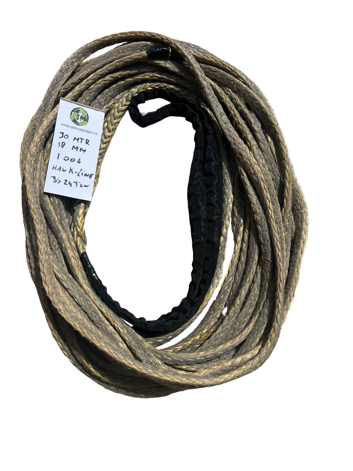Hawk-Line Touw HMPE 30MTR 18MM 24Ton 1 Bekleed Oog touw aanmeer- / sleeplijn Dyneema afgeleid