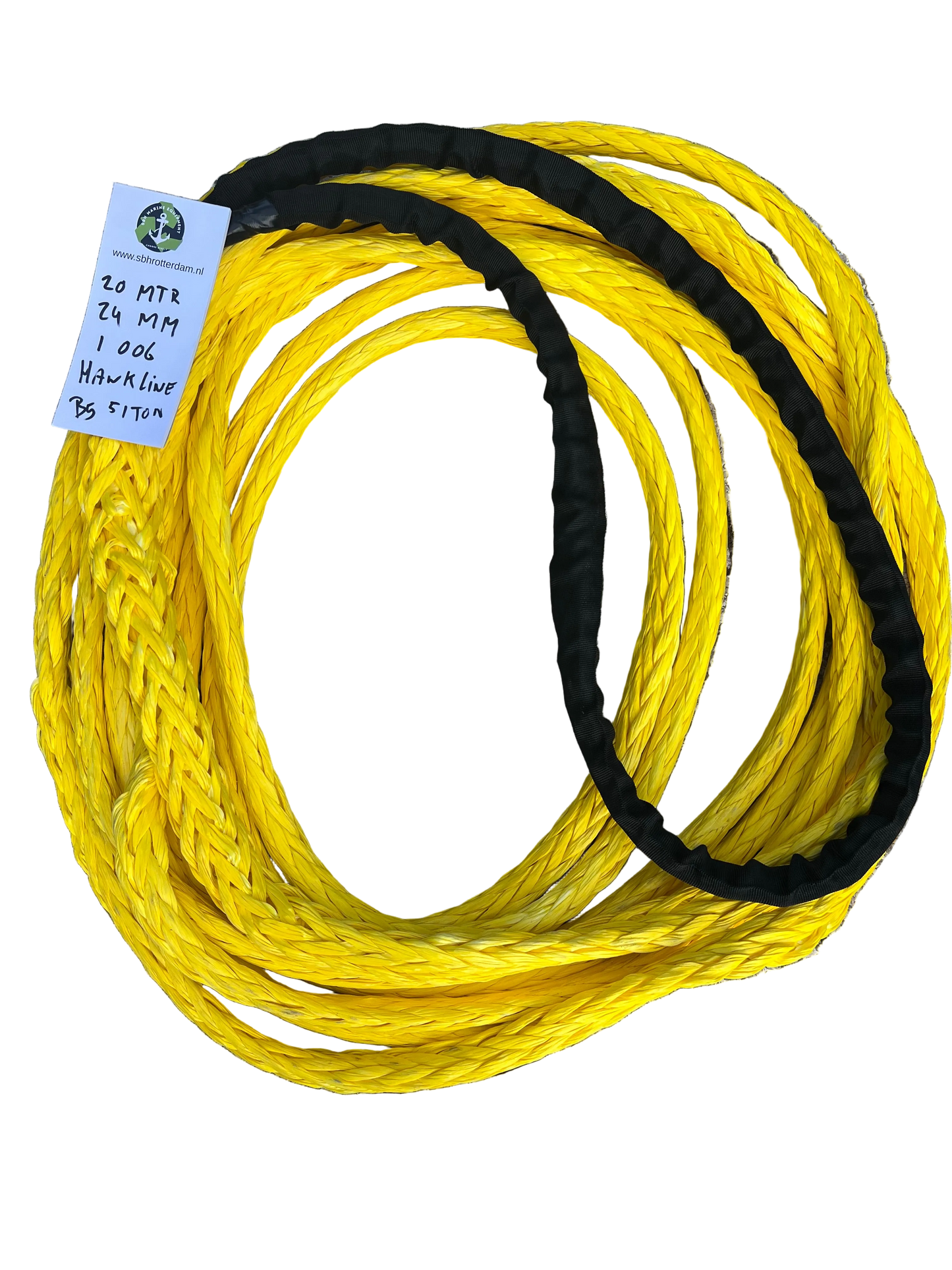 Hawk-line HMPE Meerlijn Sleep touw 20MTR 24MM 1 Bekleed Oog BS 51 Ton NIEUW!!! Dyneema afgeleid
