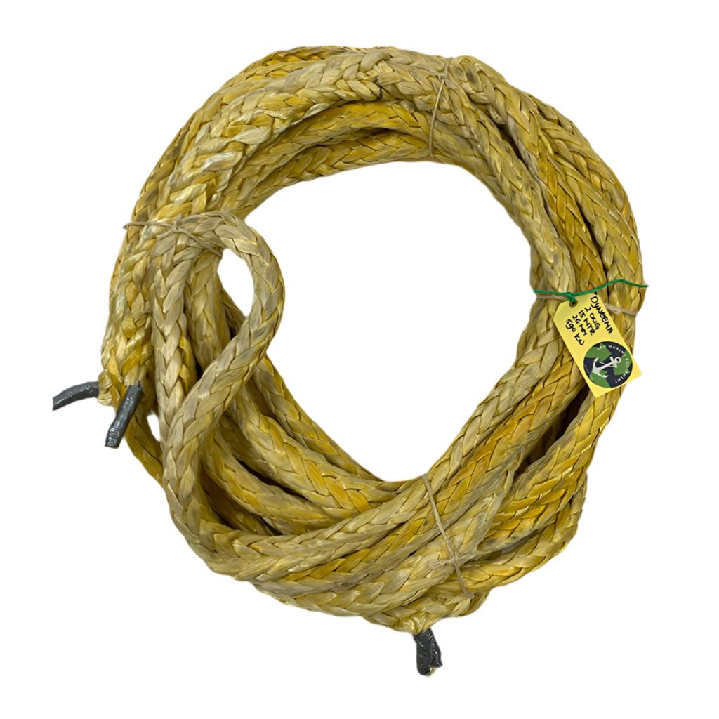 Hawk-Line Touw UHMWPE 2 oog 15mtr 26mm 53Ton ISO 2307 Gecertificeerd/ Dyneema afgeleid.