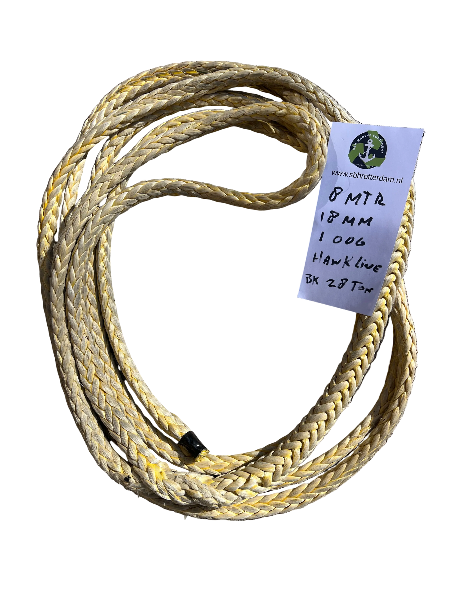 Hawk-Line Touw HMPE 8MTR 18MM 28Ton 1 Oog touw aanmeer- / sleeplijn Dyneema afgeleid