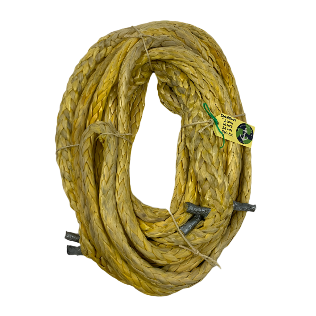 Hawk-Line Touw UHMWPE - 2 oog 16mtr 26mm 53Ton - ISO 2307 Gecertificeerd/ Dyneema afgeleid.