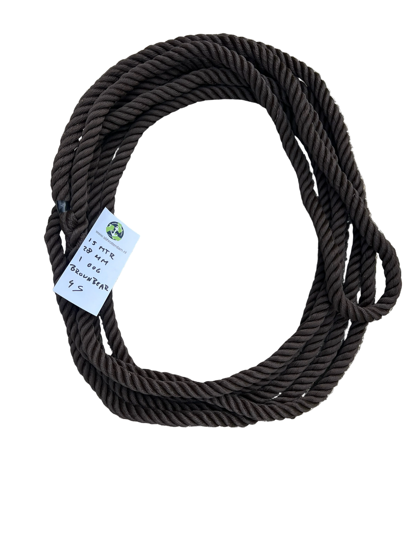 Brown-Bear 4 strengs geslagen scheepstouw 28MM 15MTR 1 Oog Nieuw en Beresterk!!! EN ISO1348