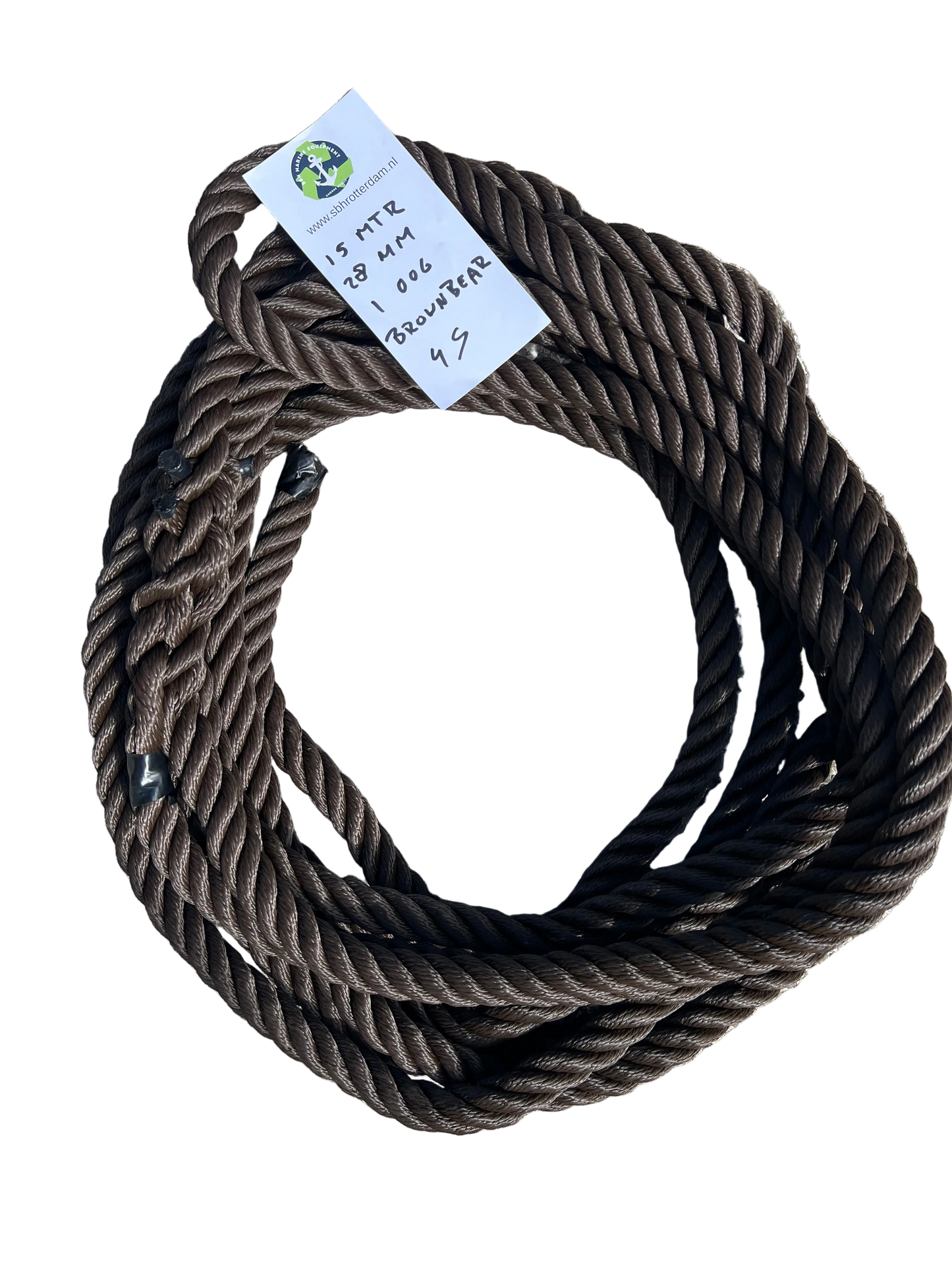 Brown-Bear 4 strengs geslagen scheepstouw 28MM 15MTR 1 Oog Nieuw en Beresterk!!! EN ISO1348