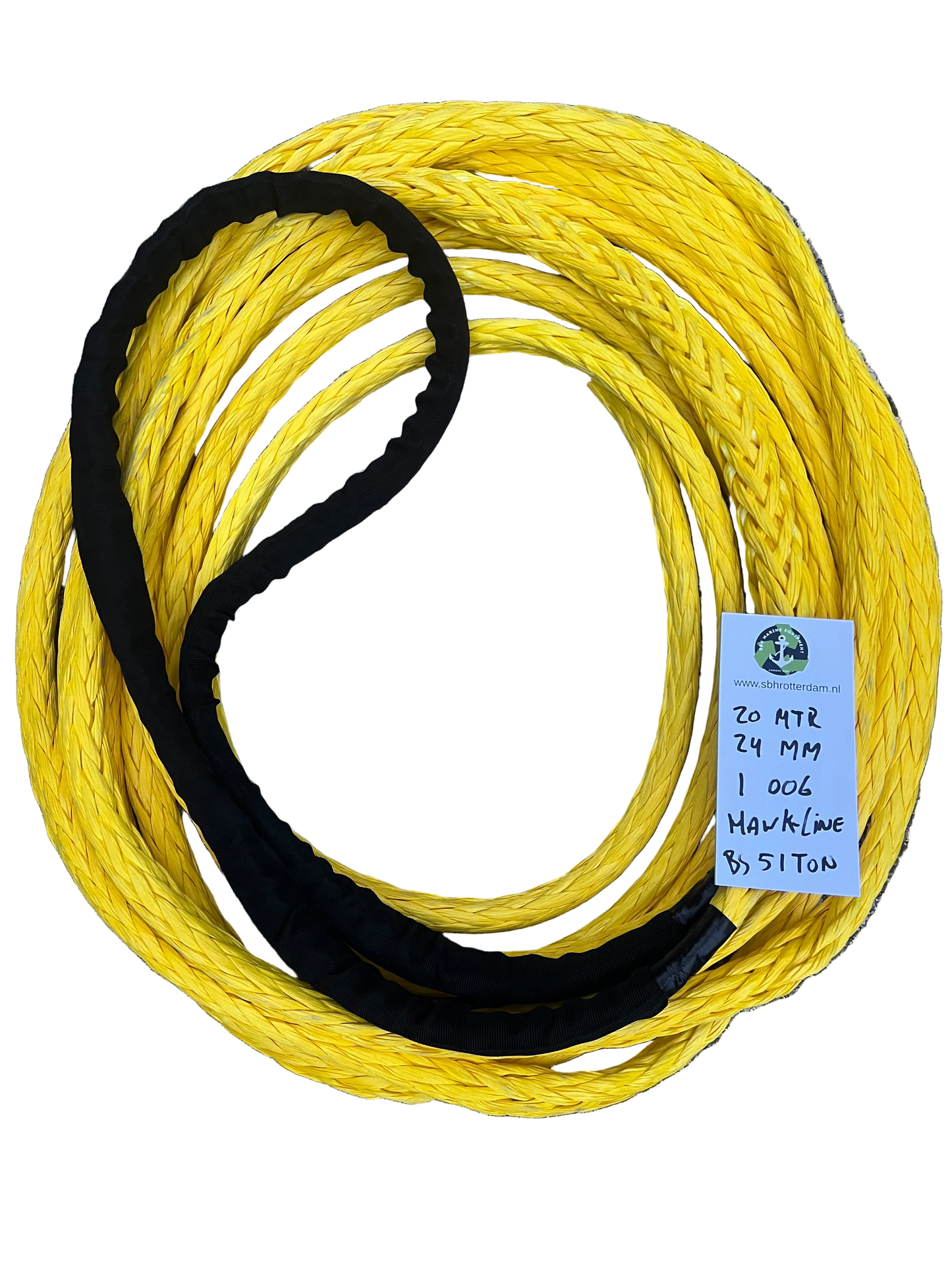 Hawk-line HMPE Meerlijn Sleep touw 20MTR 24MM 1 Bekleed Oog BS 51 Ton NIEUW!!! Dyneema afgeleid