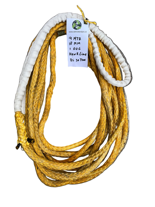 Hawk-Line Touw UHMPE - 1 oog 14 mtr 18 mm 30Ton Meertouw / Liertouw Dyneema afgeleid