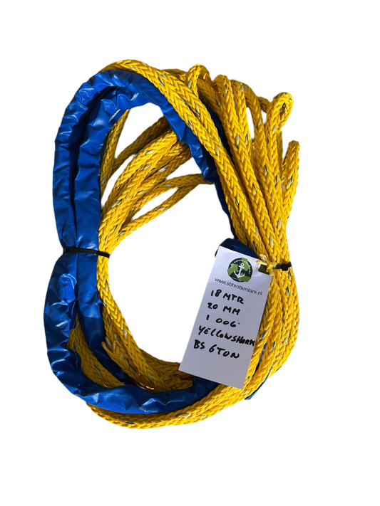 Yellow-Shark Touw 18MTR 20MM 1 Oog 6Ton  Meertouw / Liertouw