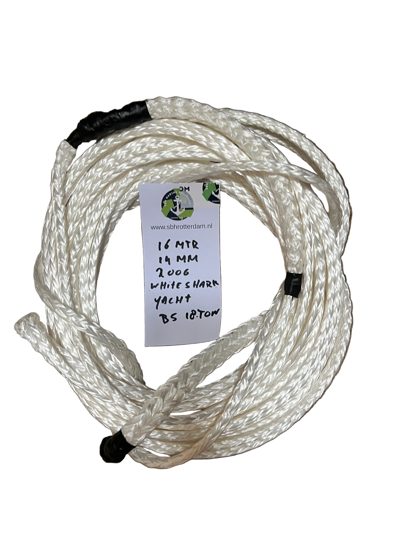 White-Shark Yacht Rope 16 MTR 14 MM 2 Oog BS 18Ton NIEUW!!! Jachten lijn super sterk.