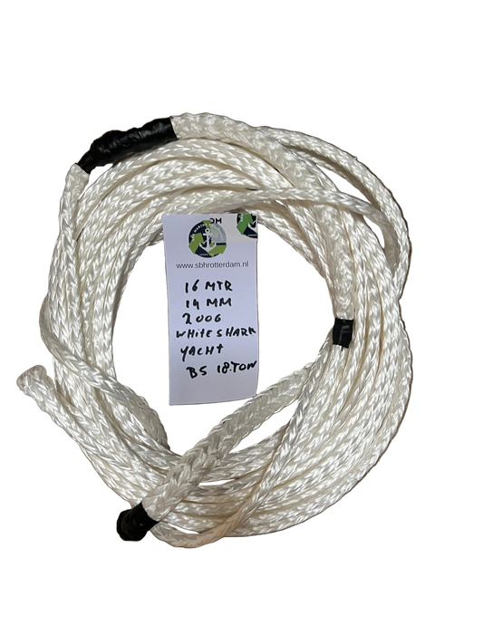 White-Shark Yacht Rope 16 MTR 14 MM 2 Oog BS 18Ton NIEUW!!! Jachten lijn super sterk.