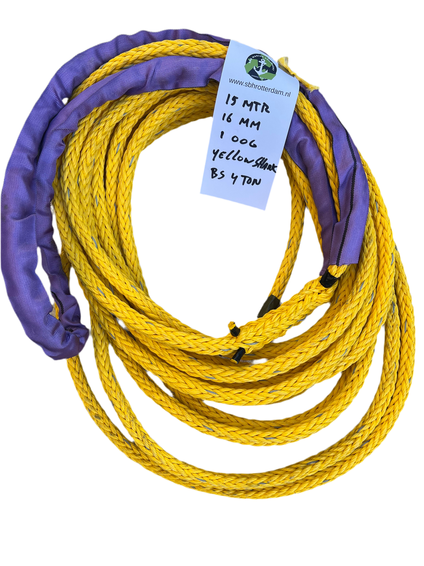 Yellow-Shark Touw 15MTR 16MM 1 Oog 4Ton  Meertouw / Liertouw