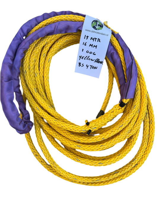 Yellow-Shark Touw 15MTR 16MM 1 Oog 4Ton  Meertouw / Liertouw