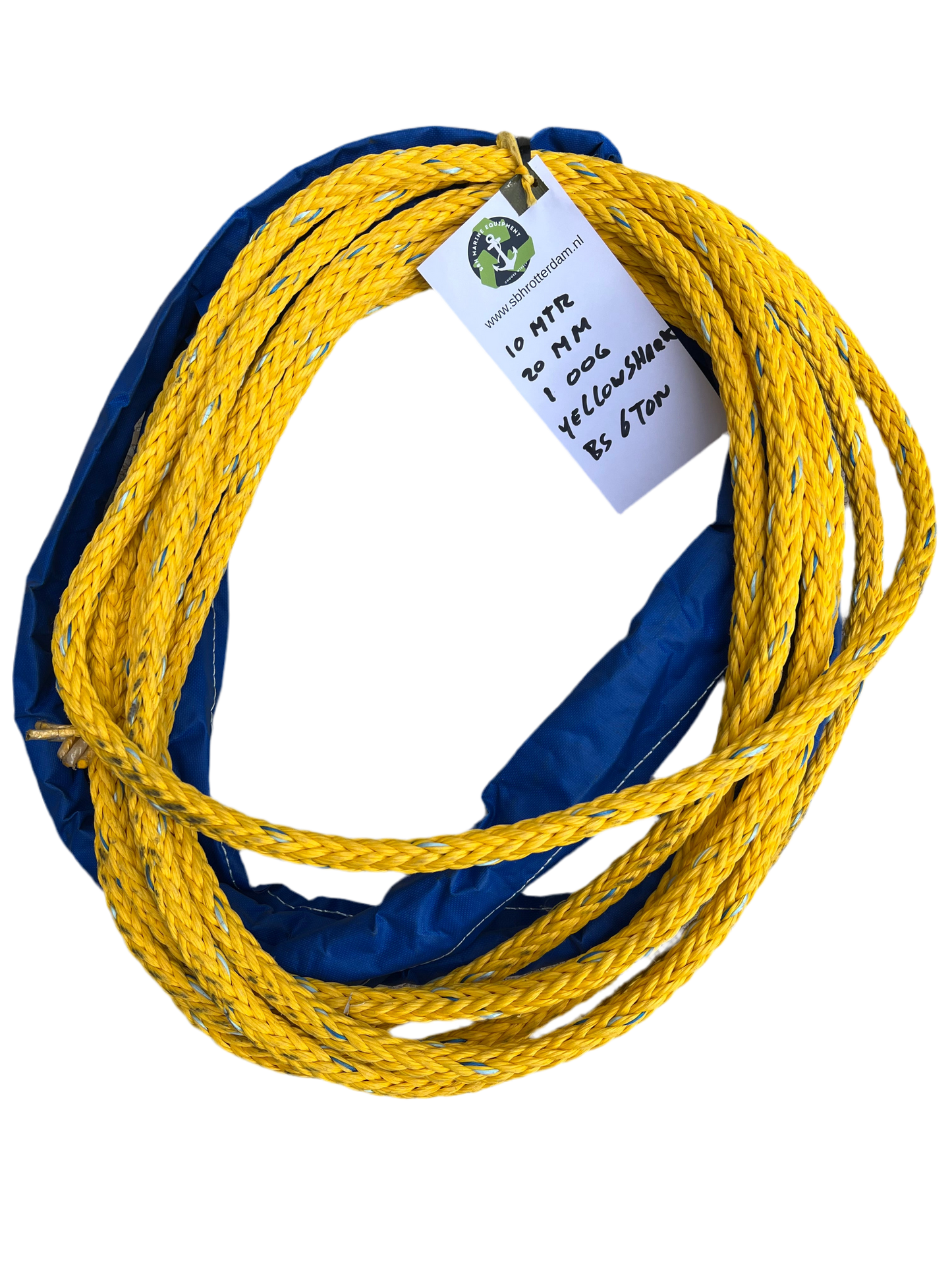 Yellow-Shark Touw 10MTR 20MM 1 Oog 6Ton  Meertouw / Liertouw