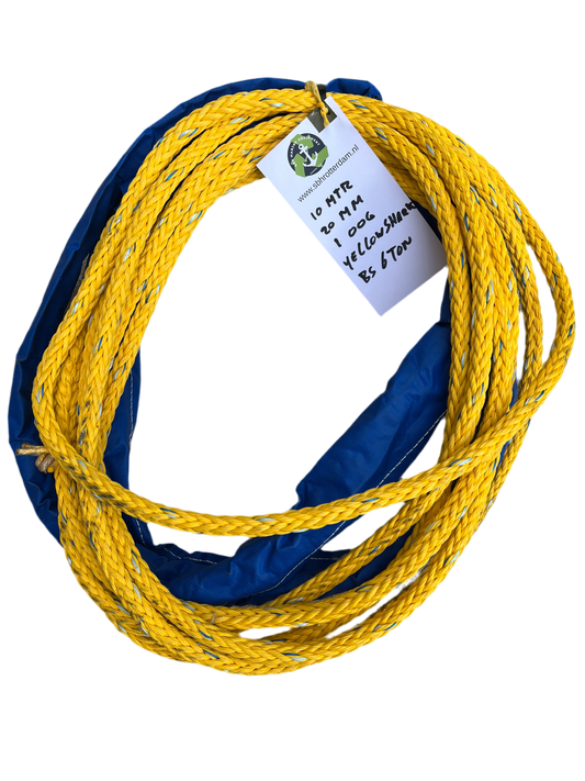 Yellow-Shark Touw 10MTR 20MM 1 Oog 6Ton  Meertouw / Liertouw