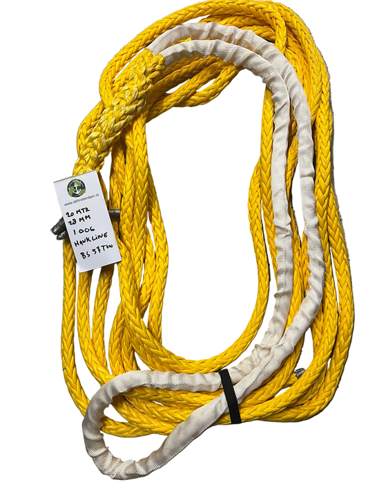 Hawk-Line Touw HMPE 20MTR 28MM BS 57Ton 1 bekleed Oog NIEUW!!! touw aanmeer- / sleeplijn Dyneema afgeleid