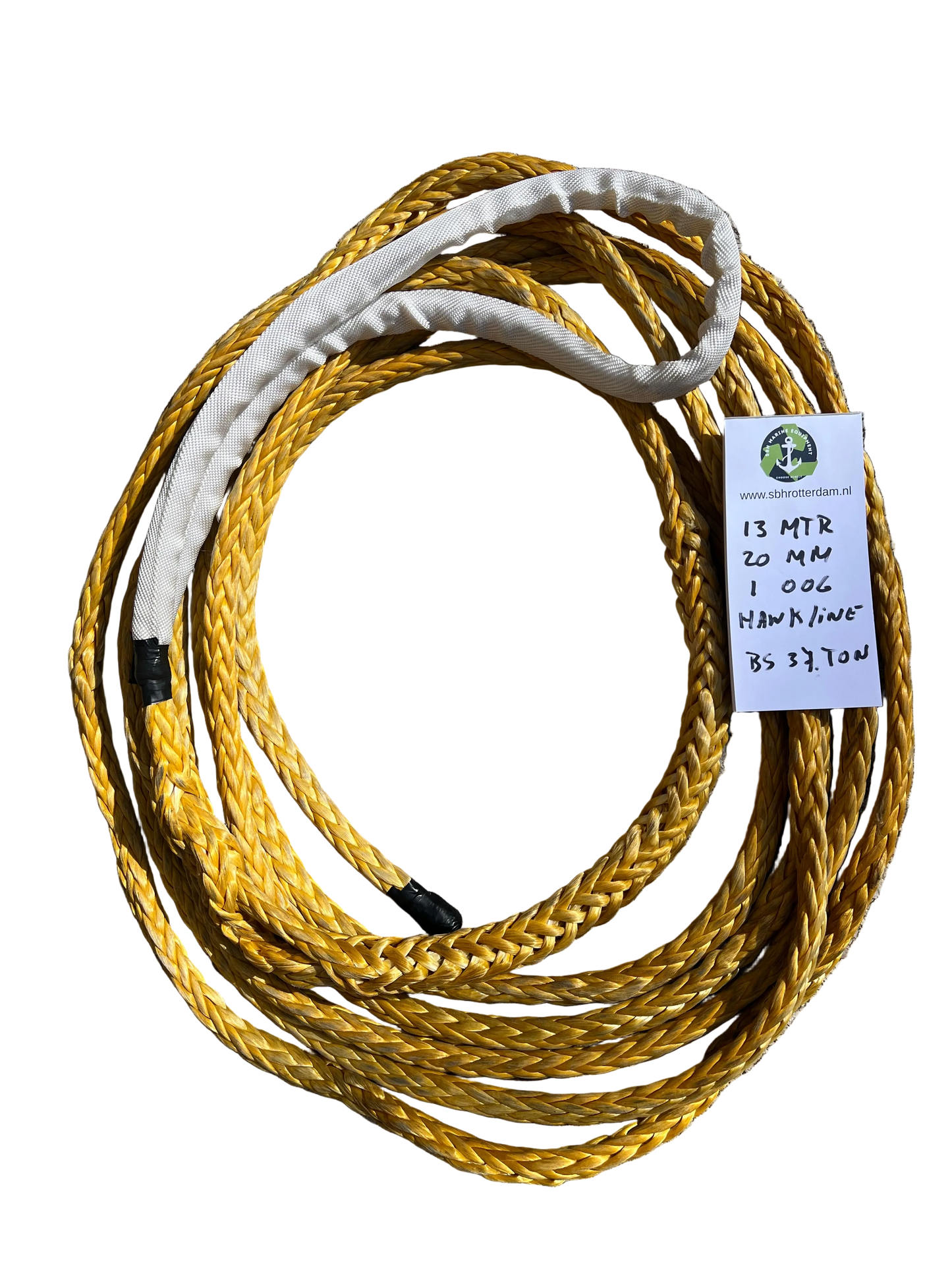 Hawk-Line Touw HMPE 13MTR  20 MM BS 37 Ton OOG NIEUW!!! meerlijn Dyneema rope afgeleid