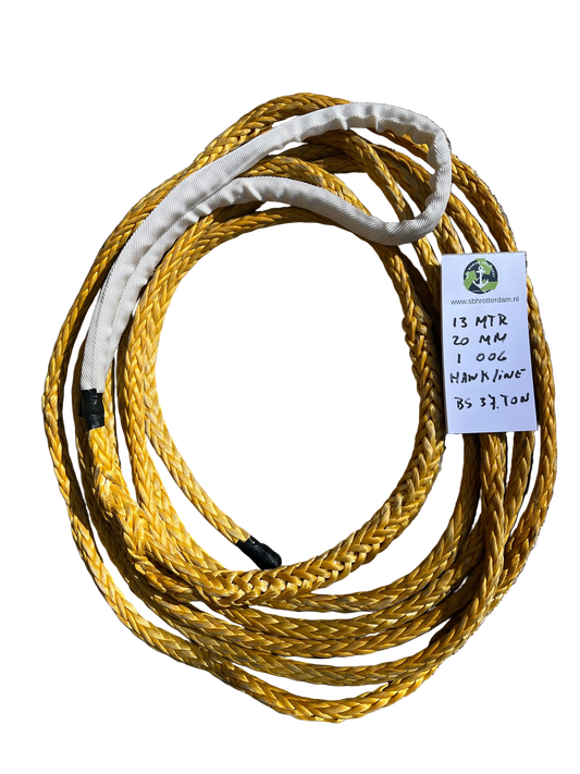 Hawk-Line Touw HMPE 13MTR  20 MM BS 37 Ton OOG NIEUW!!! meerlijn Dyneema rope afgeleid