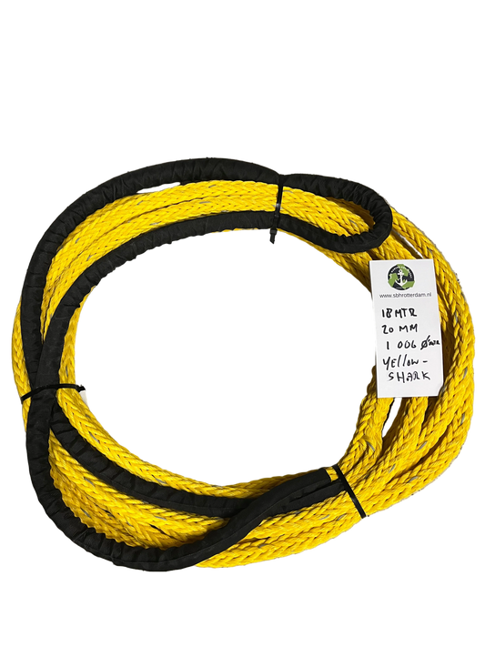 Yellow-Shark greyTouw 18 MTR 20MM 1 Oog 100 Cm BS 7 Ton Meertouw / Liertouw NIEUW!!! tipto-twelve afgeleid