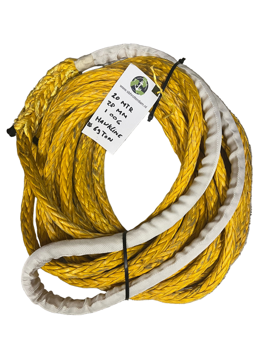 Hawk-Line Touw UHMWPE 20 Mtr 28 mm 69Ton 1 Oog mooring line afmeerlijn Dyneema rope afgeleid