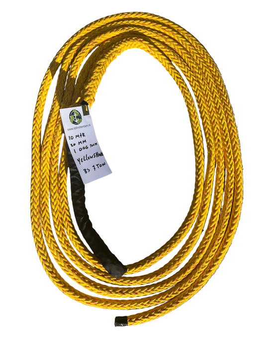 Yellow-Shark red Touw 10 MTR 20MM 1 Oog 50 Cm BS 7 Ton Meertouw / Liertouw tipto-twelve afgeleid