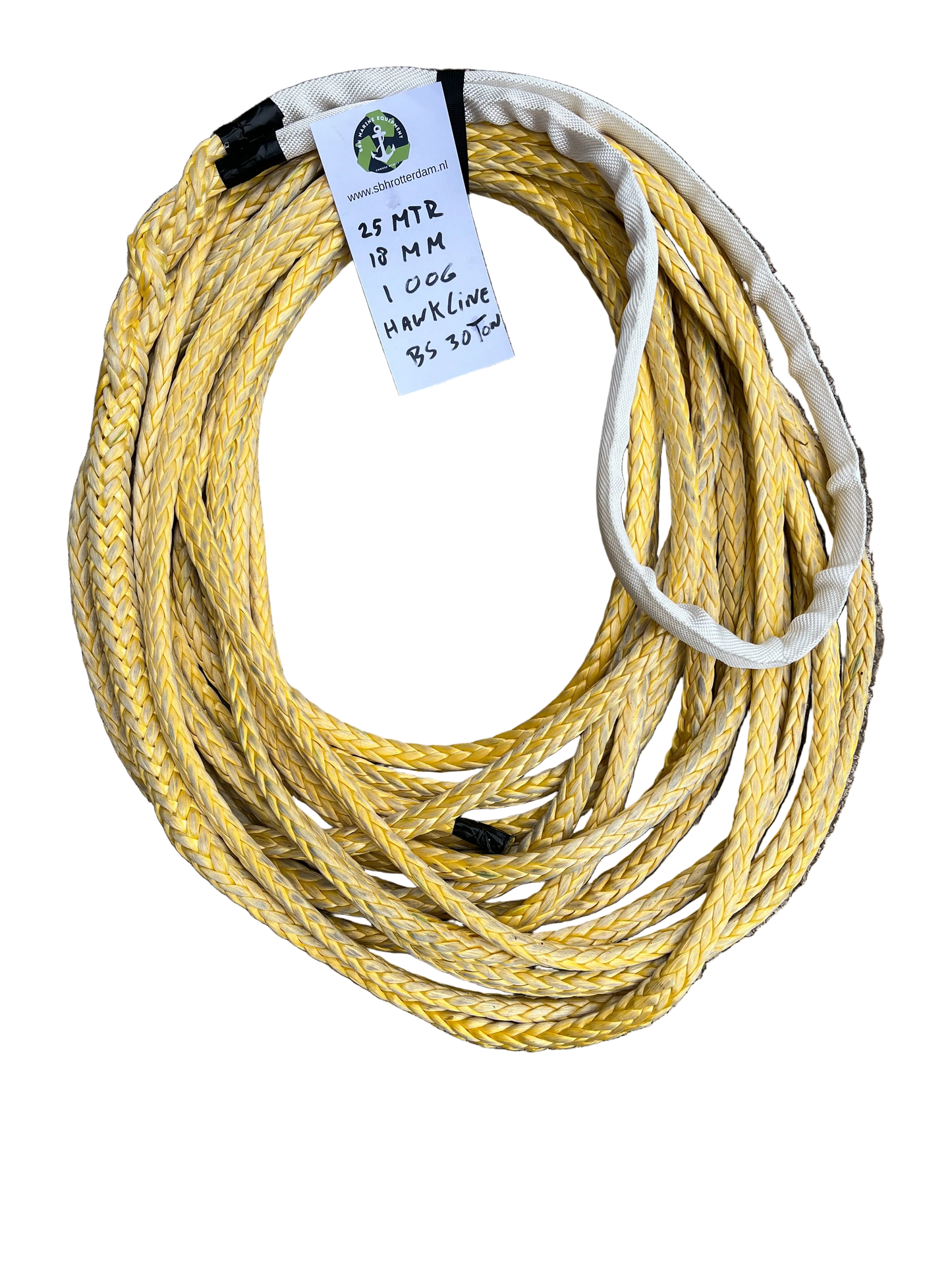Hawk-Line Touw HMPE 25MTR 18MM 30Ton 1 Oog touw aanmeer- / sleeplijn NIEUW!!! Dyneema afgeleid