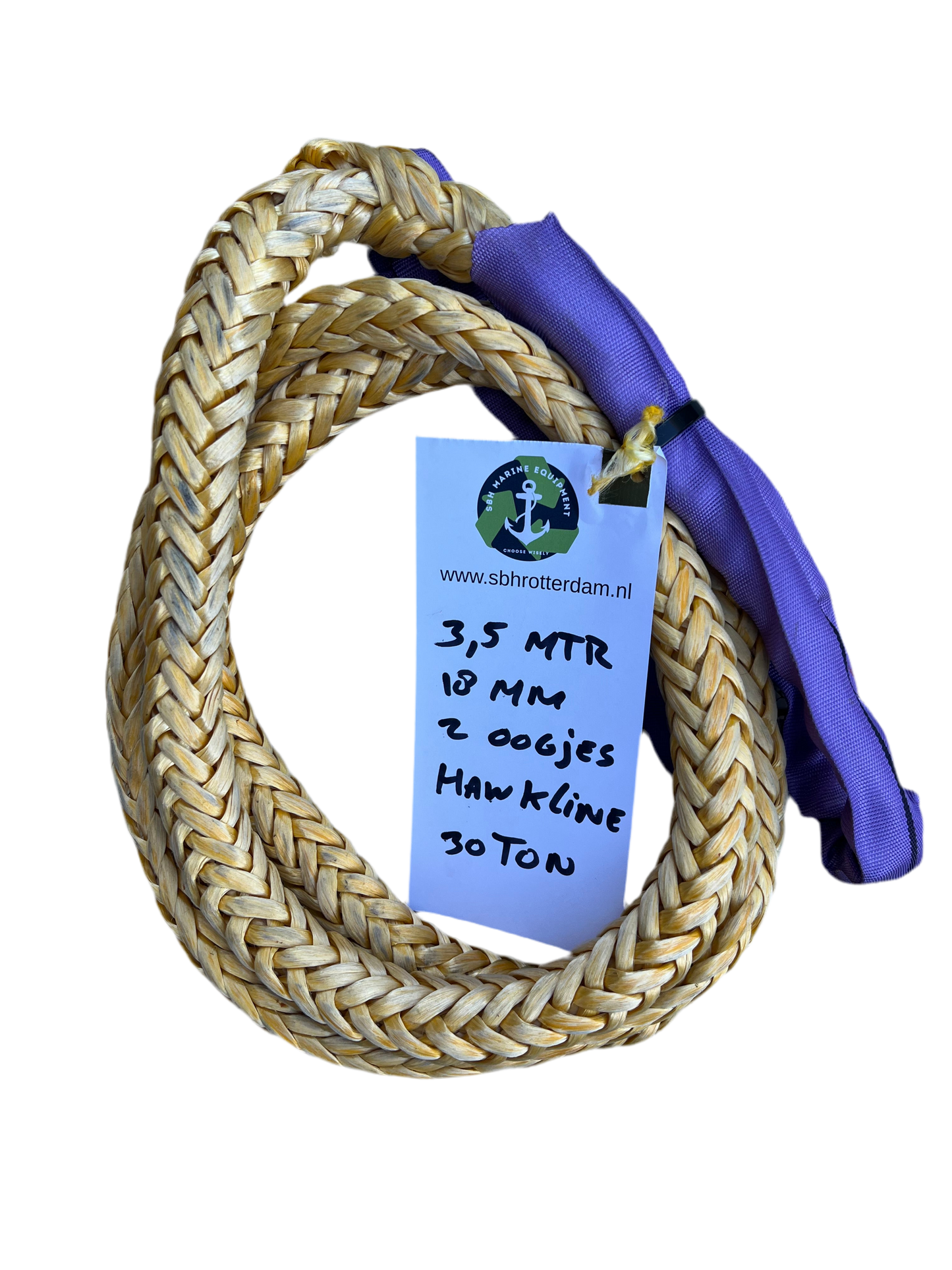 Hawk-Line Touw UHMWPE 3,5MTR 18MM 30Ton 2 Oogjes touw aanmeer- / sleeplijn Dyneema afgeleid