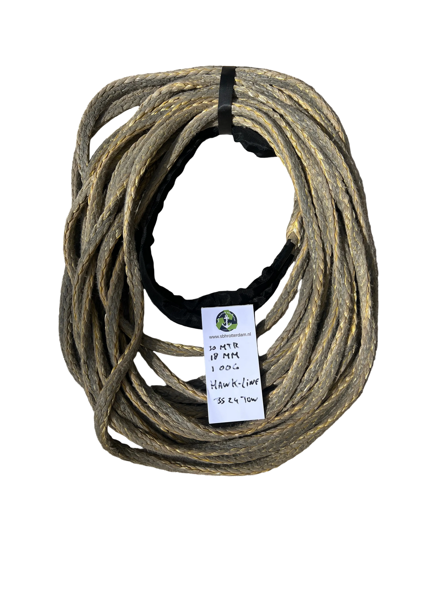 Hawk-Line Touw HMPE 30MTR 18MM 24Ton  1 Bekleed Oog touw aanmeer- / sleeplijn Dyneema afgeleid