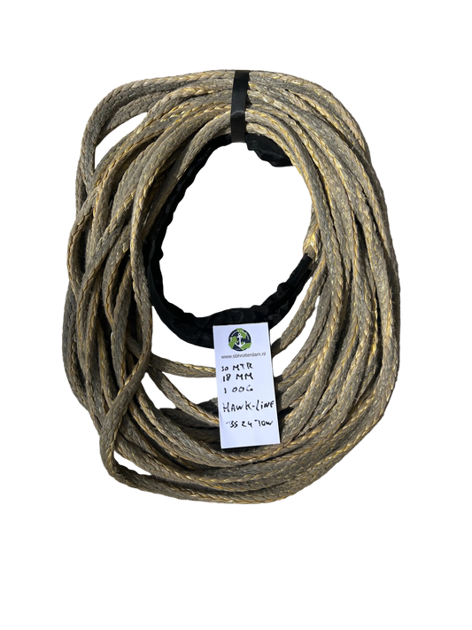 Hawk-Line Touw HMPE 30MTR 18MM 24Ton  1 Bekleed Oog touw aanmeer- / sleeplijn Dyneema afgeleid