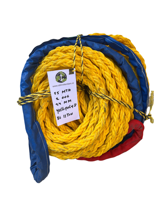 Yellowpoly 8 touw 55MTR 24MM 2 Oog meerlijn
