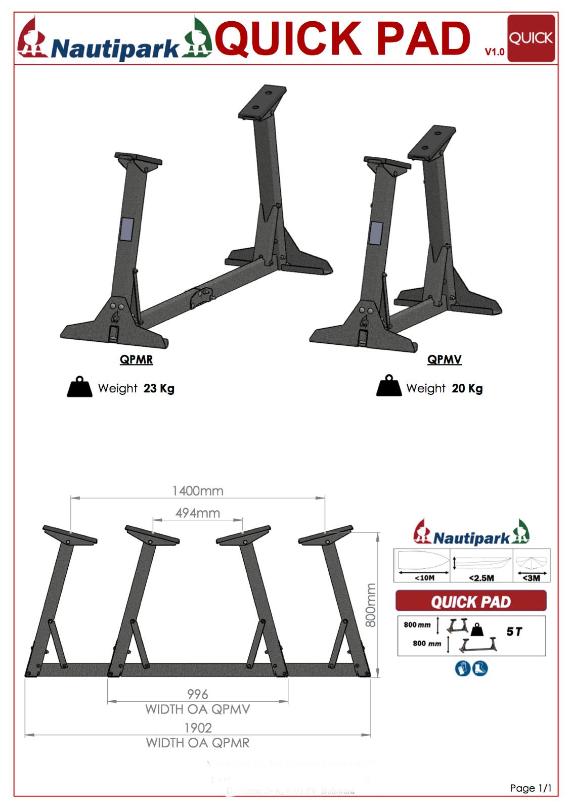 Quick Pad Bootsteun set voor (motor)boten tot 5000 KG