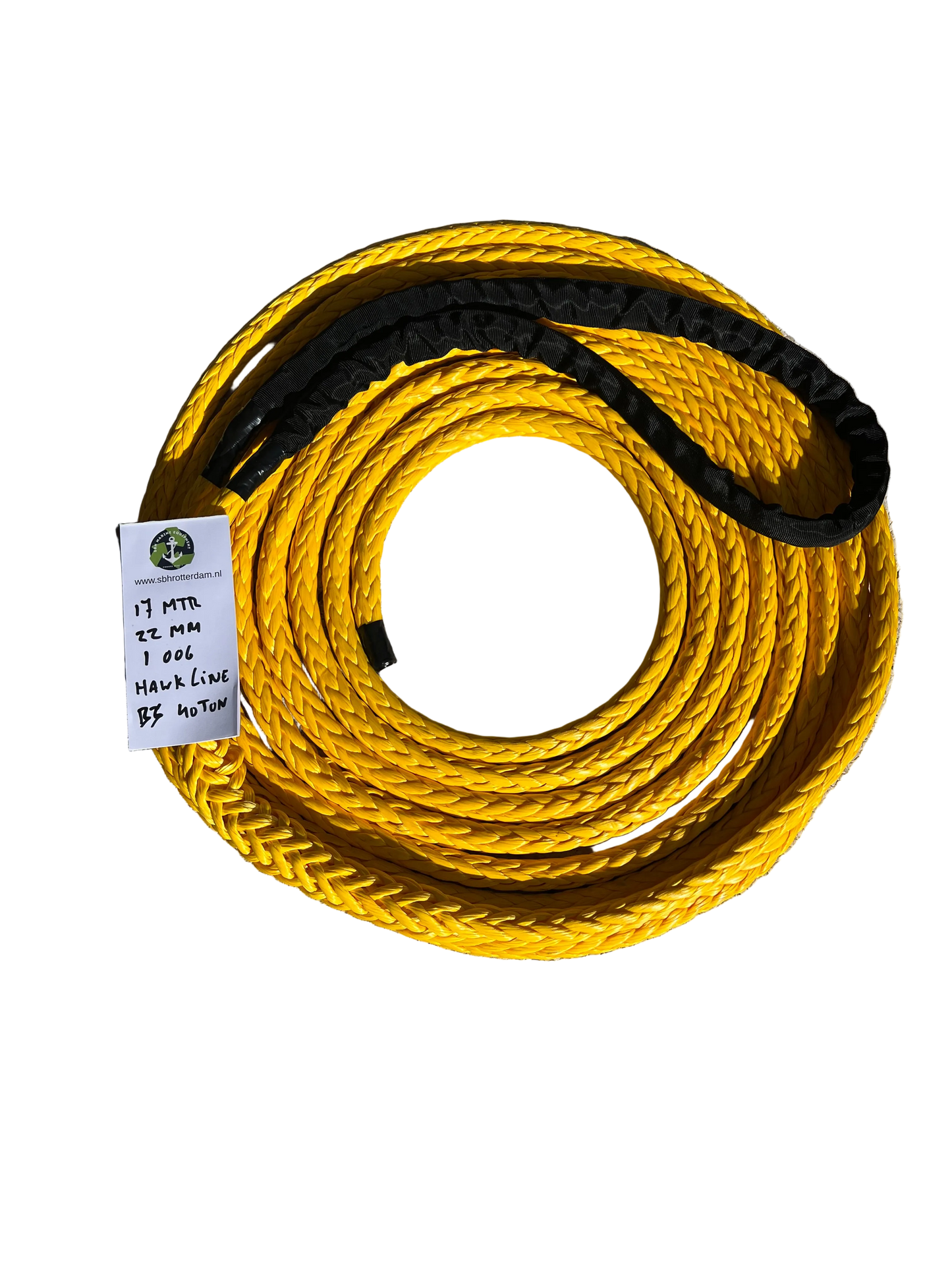Hawk-Line HMPE Touw - 1 Bekleed oog 17MTR 22mm 40Ton - NIEUW!!! ISO 2307 Dyneema afgeleid