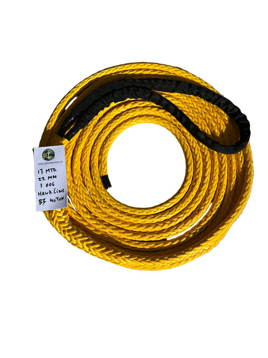 Hawk-Line HMPE Touw - 1 Bekleed oog 17MTR 22mm 40Ton - NIEUW!!! ISO 2307 Dyneema afgeleid