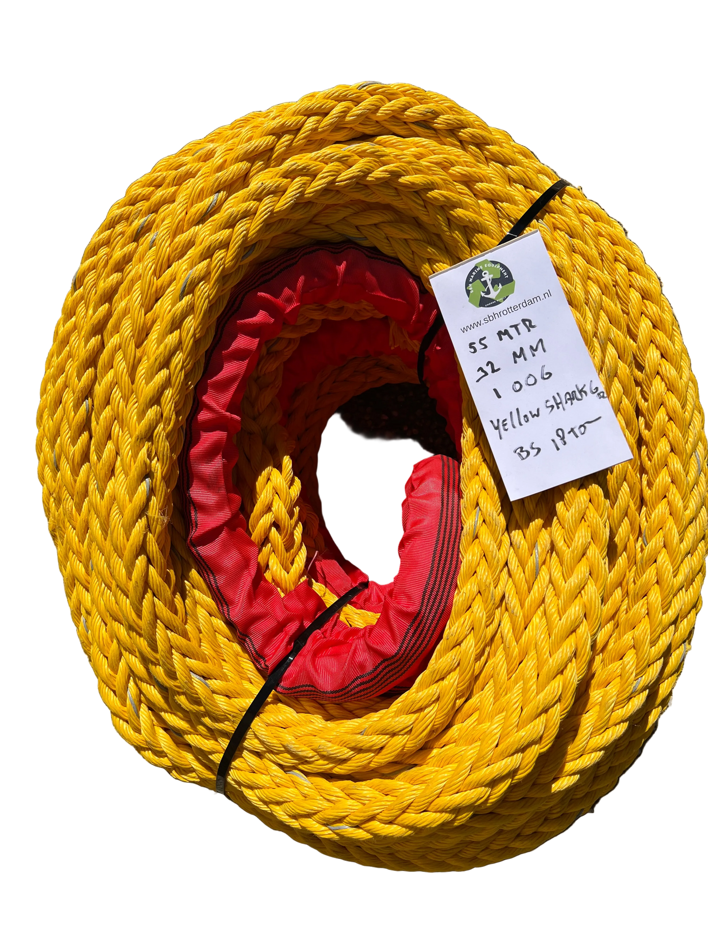 Yellow-Shark greyTouw 55 MTR 32 MM 1 Bekleed Oog BS 18 Ton Meertouw / Liertouw / Scheepstouw NIEUW!!! tipto-twelve afgeleid