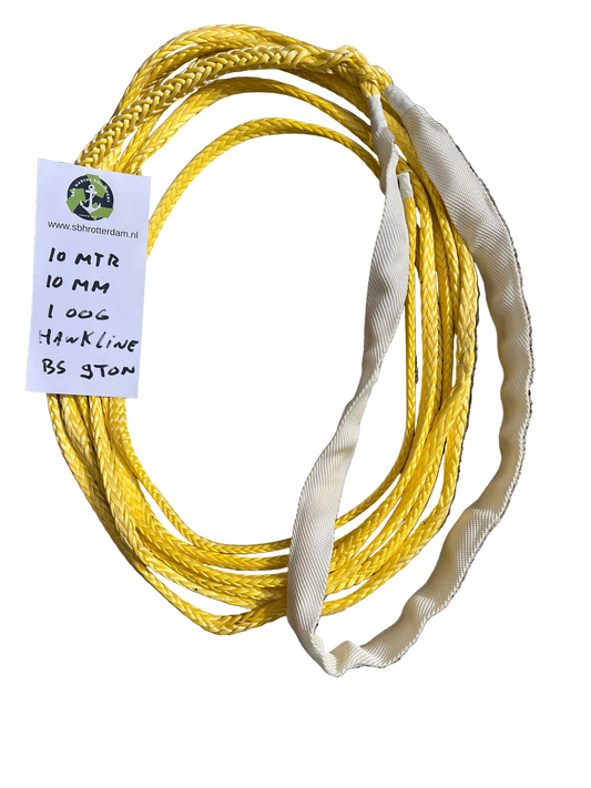 Hawk-Line Touw HMPE 10MTR 10MM 9Ton  1 bekleed Oog NIEUW!!! touw aanmeer- / sleeplijn Dyneema afgeleid