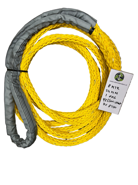 Yellow-Shark greyTouw 8 MTR 24MM 1 Oog BS 8 Ton Meertouw / Liertouw / Scheepstouw NIEUW!!! tipto-twelve afgeleid