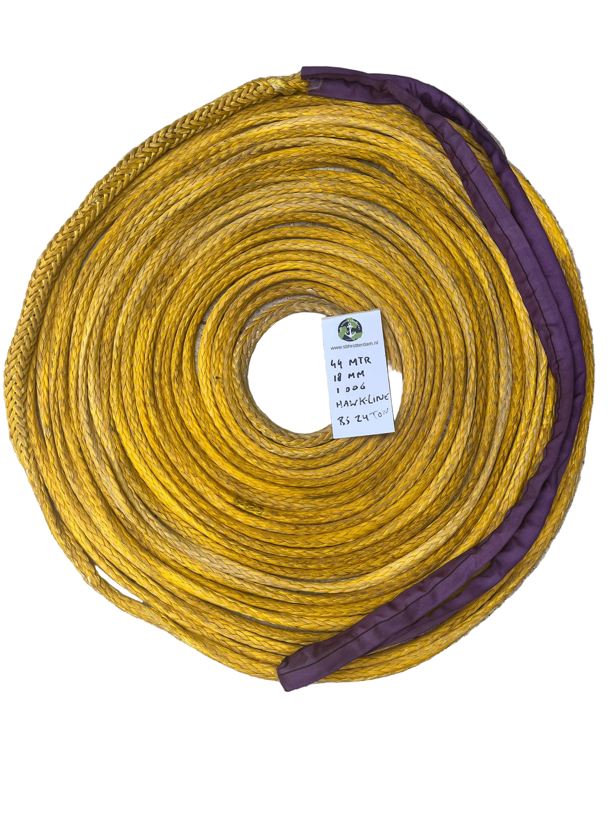 Hawk-Line Touw HMPE 44MTR 18MM 24Ton  1 Bekleed Oog touw aanmeer- / sleeplijn Dyneema afgeleid.
