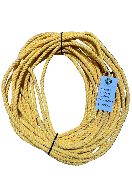 Yellow-3-Star meerlijn touw 40 MTR 20MM 2 Oog Bs 3Ton NIEUW!!!