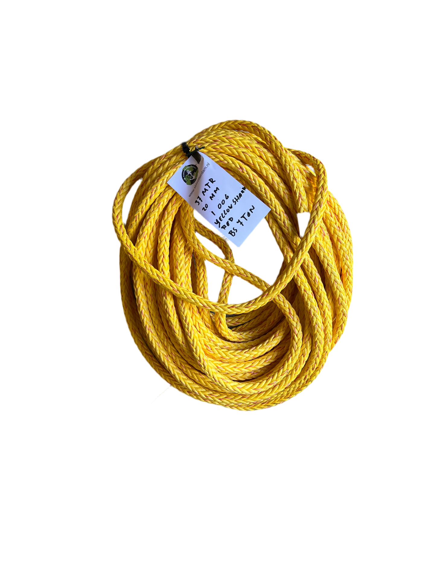 Yellow-Shark red Touw 37MTR 20MM 1 Oog 7 Ton Meertouw / Liertouw tipto-twelve afgeleid