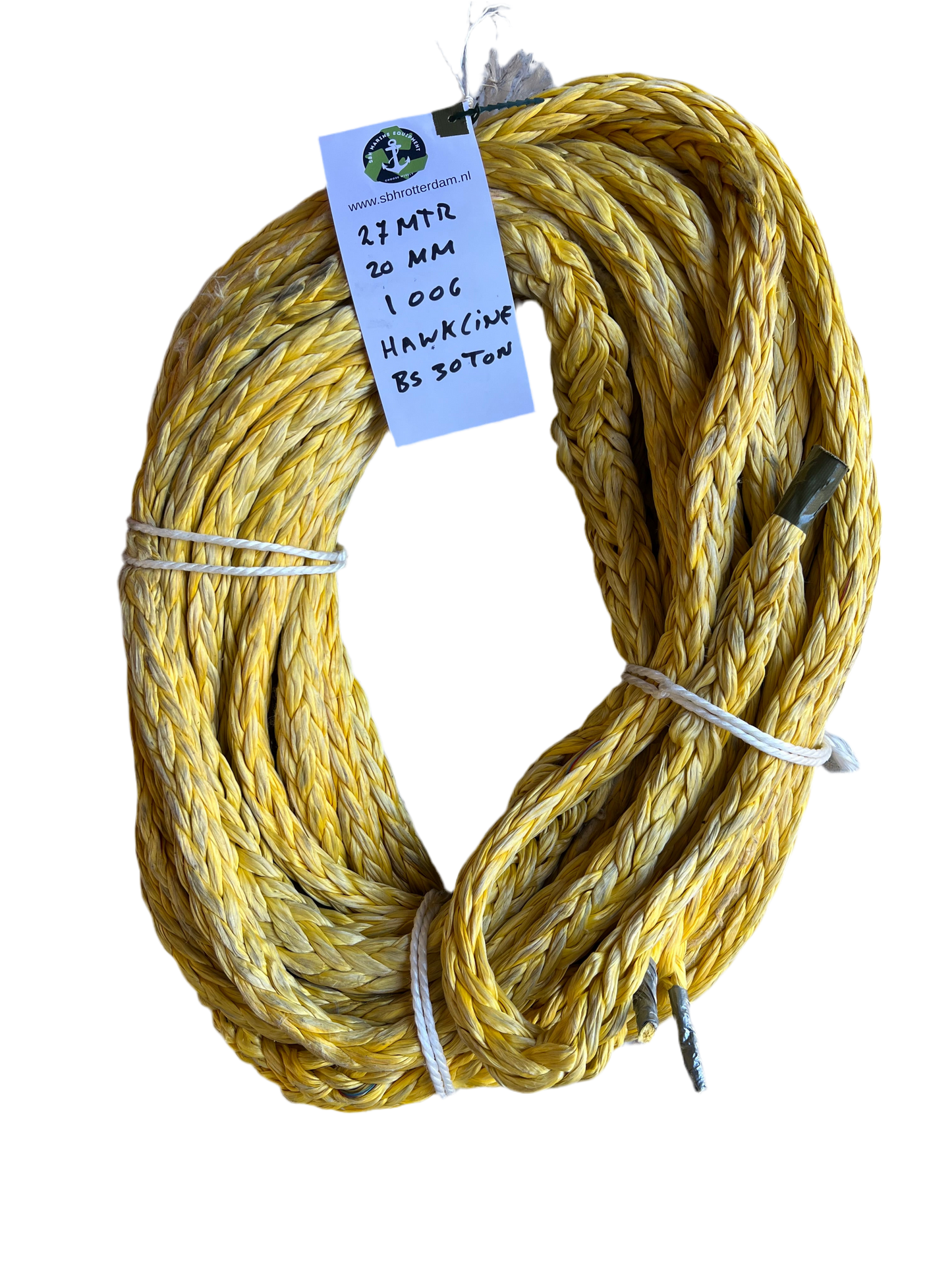 Hawk-Line Touw UHMWPE 27MTR 20MM 30Ton 1 Oog  Meertouw / Liertouw Dyneema afgeleid