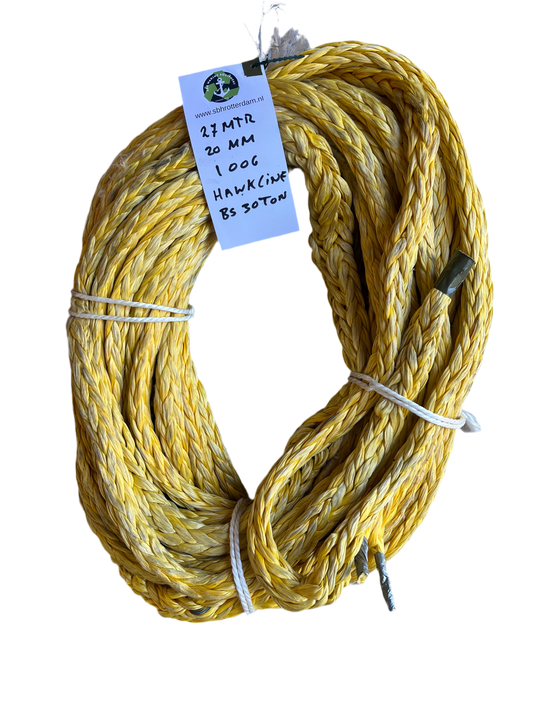 Hawk-Line Touw UHMWPE 27MTR 20MM 30Ton 1 Oog  Meertouw / Liertouw Dyneema afgeleid