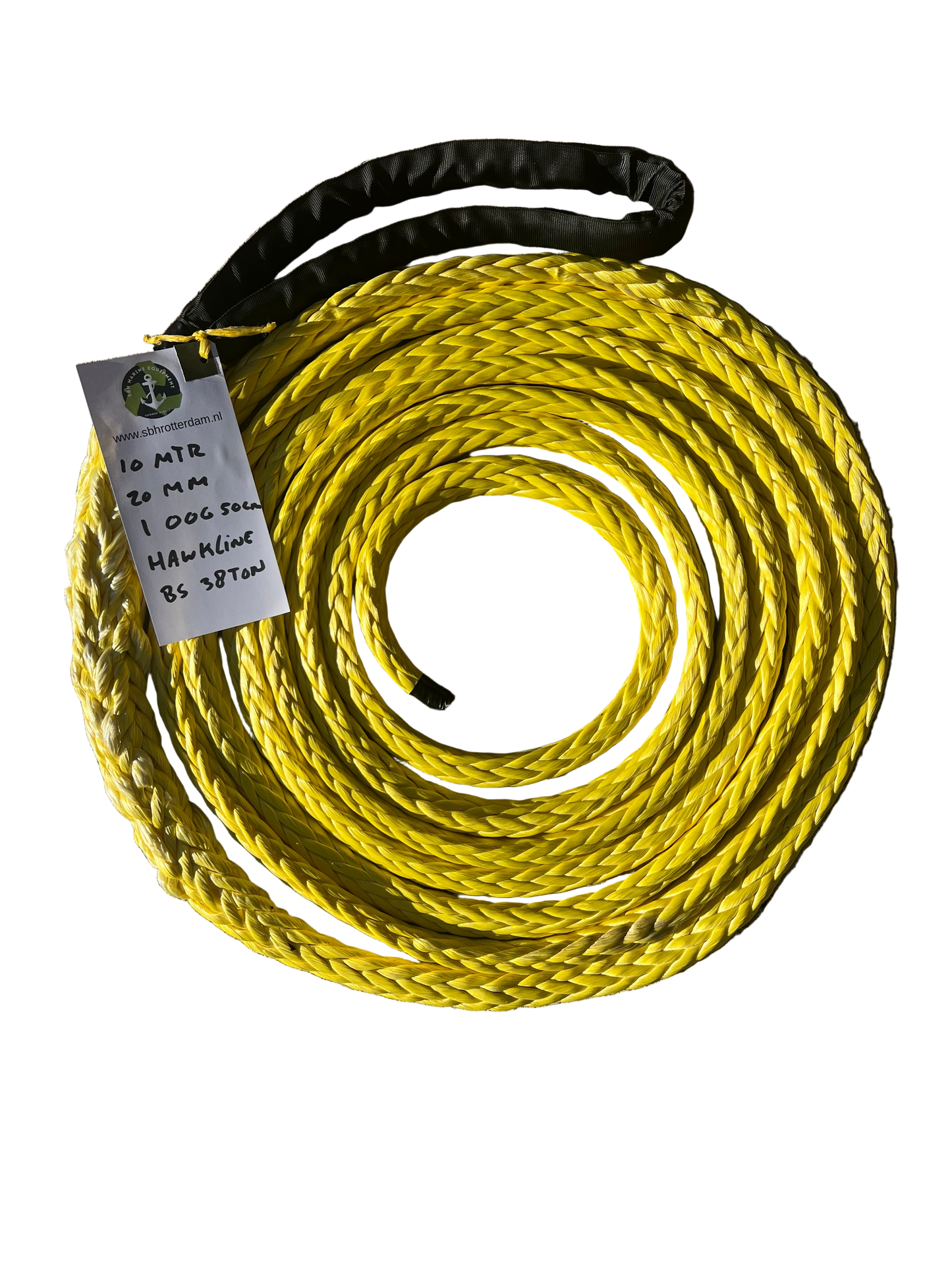 Hawk-Line Touw HMPE 10 Mtr 20 MM BS 37 Ton 1 Oog 50 Cm meerlijn Dyneema rope afgeleid
