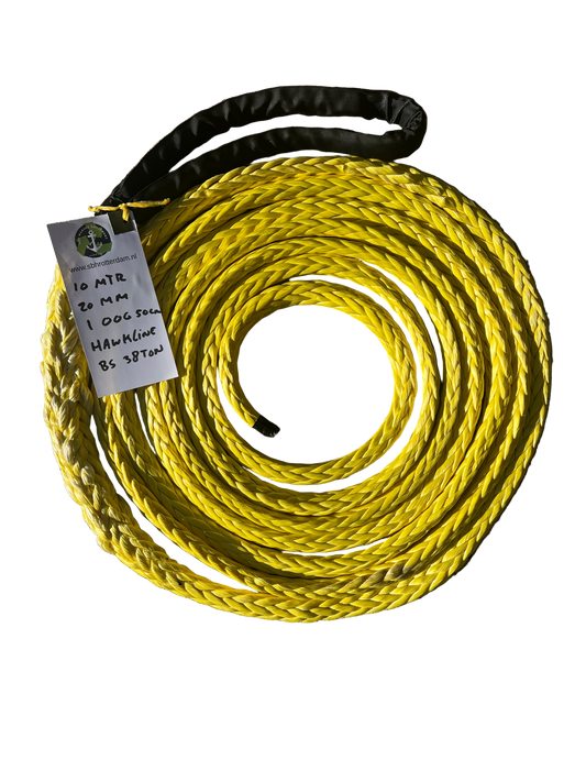 Hawk-Line Touw HMPE 10 Mtr 20 MM BS 37 Ton 1 Oog 50 Cm meerlijn Dyneema rope afgeleid