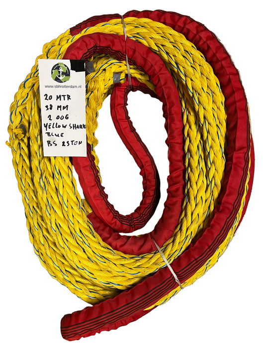 Yellow-Shark blue Meerlijn touw soepel 25MTR 36MM 2oog BS 23Ton NIEUW!!! tipto-twelve afgeleid