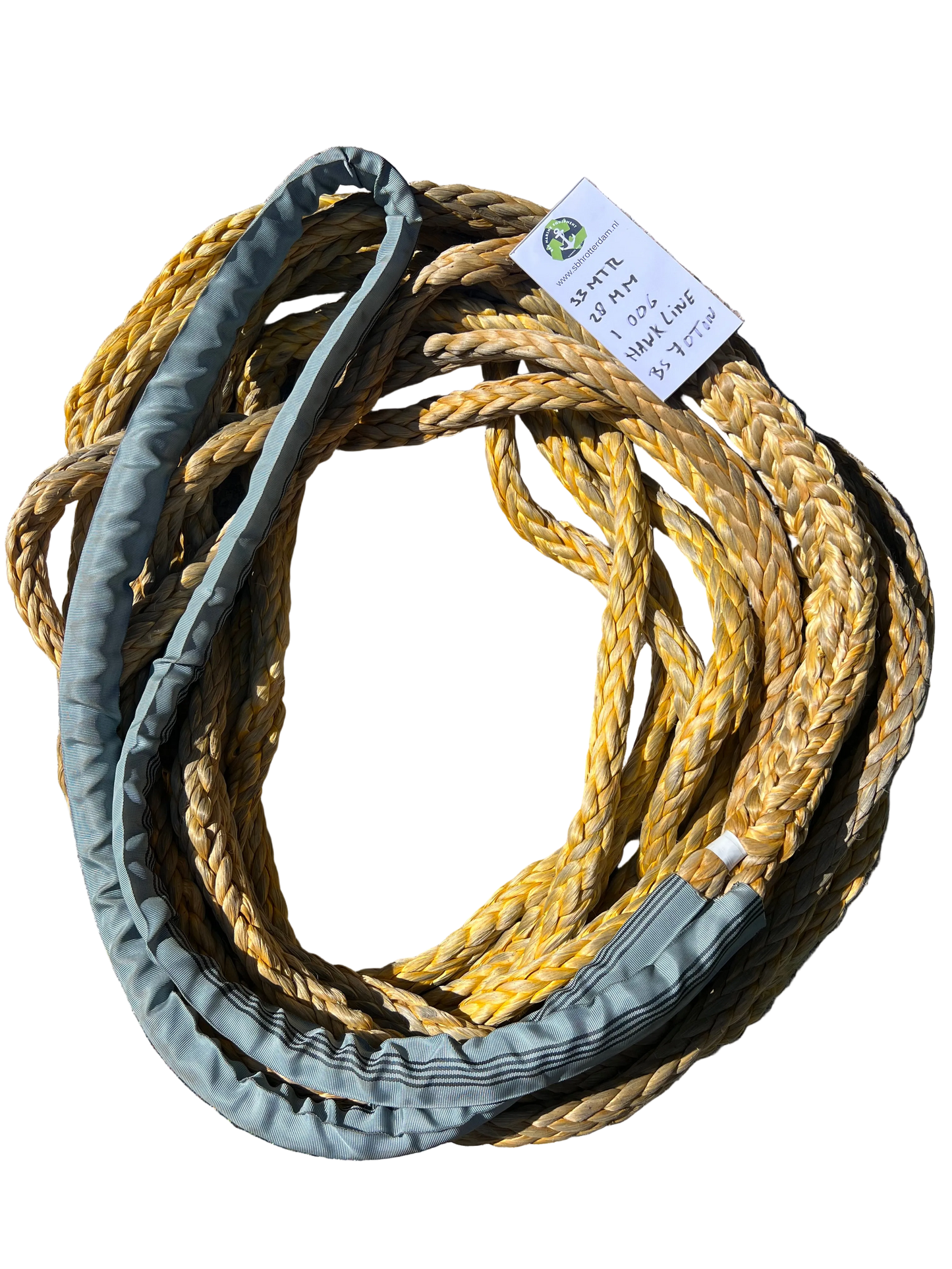 Hawk-Line Touw HMPE 33 MTR 30MM BS 70 Ton 1 bekleed Oog touw aanmeer- / sleeplijn Dyneema afgeleid