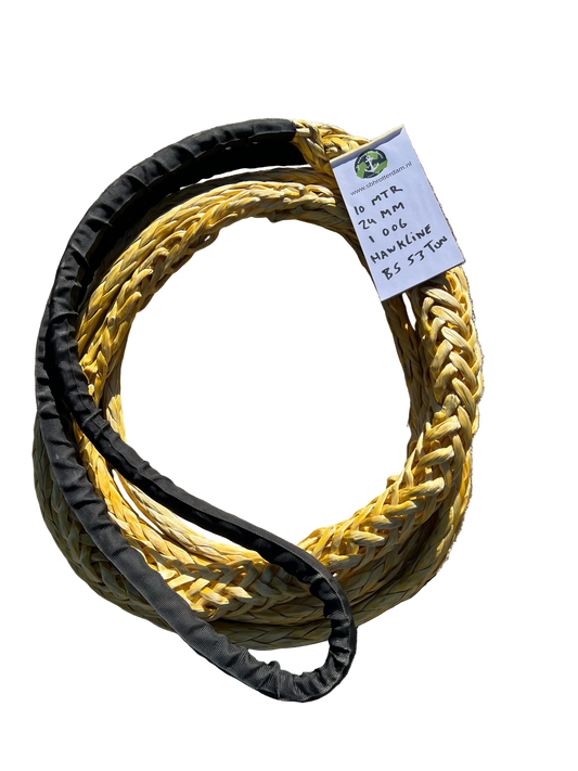 Hawk-Line Touw HMPE NIEUW!!! 10 MTR 24 MM 53 Ton 1 bekleed Oog mooring line afmeerlijn Dyneema rope afgeleid